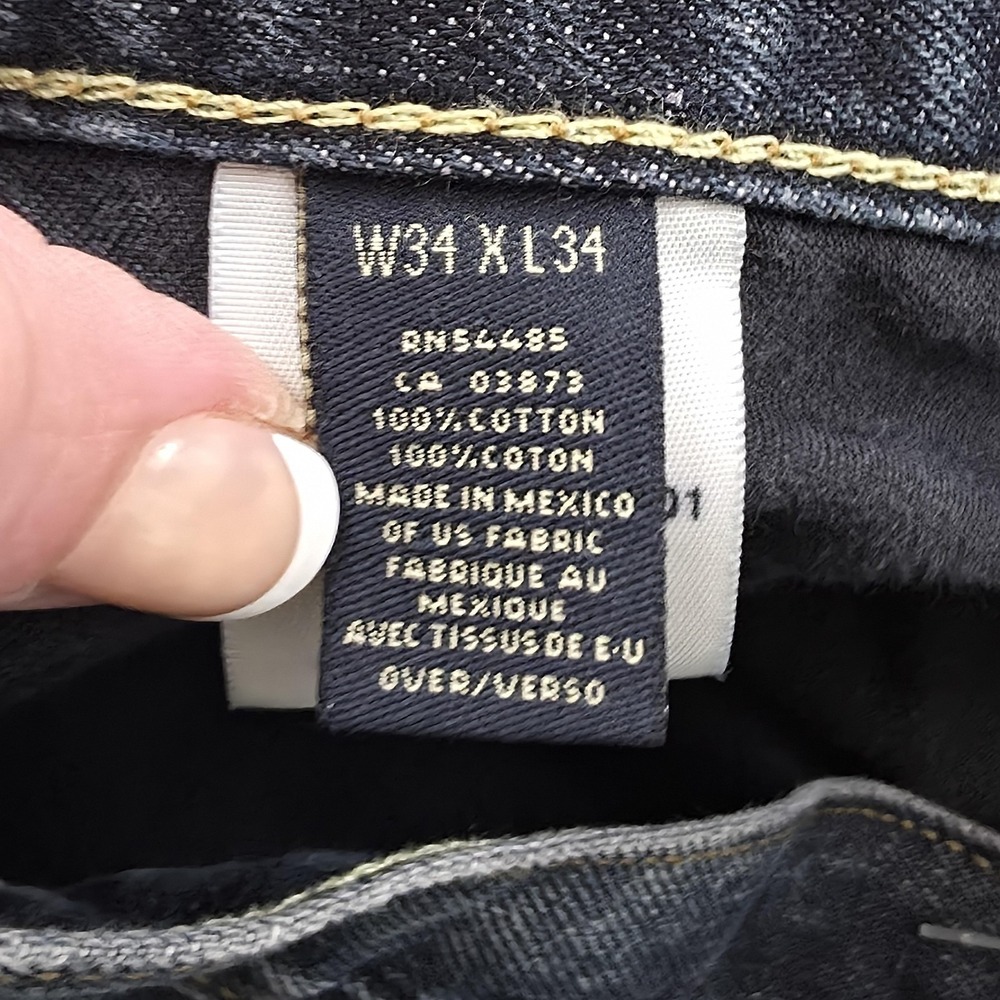 American Eagle Jeans Mens 34x34 Dark Wash Straight Leg Distressed Denim Casual - Picture 6 of 10